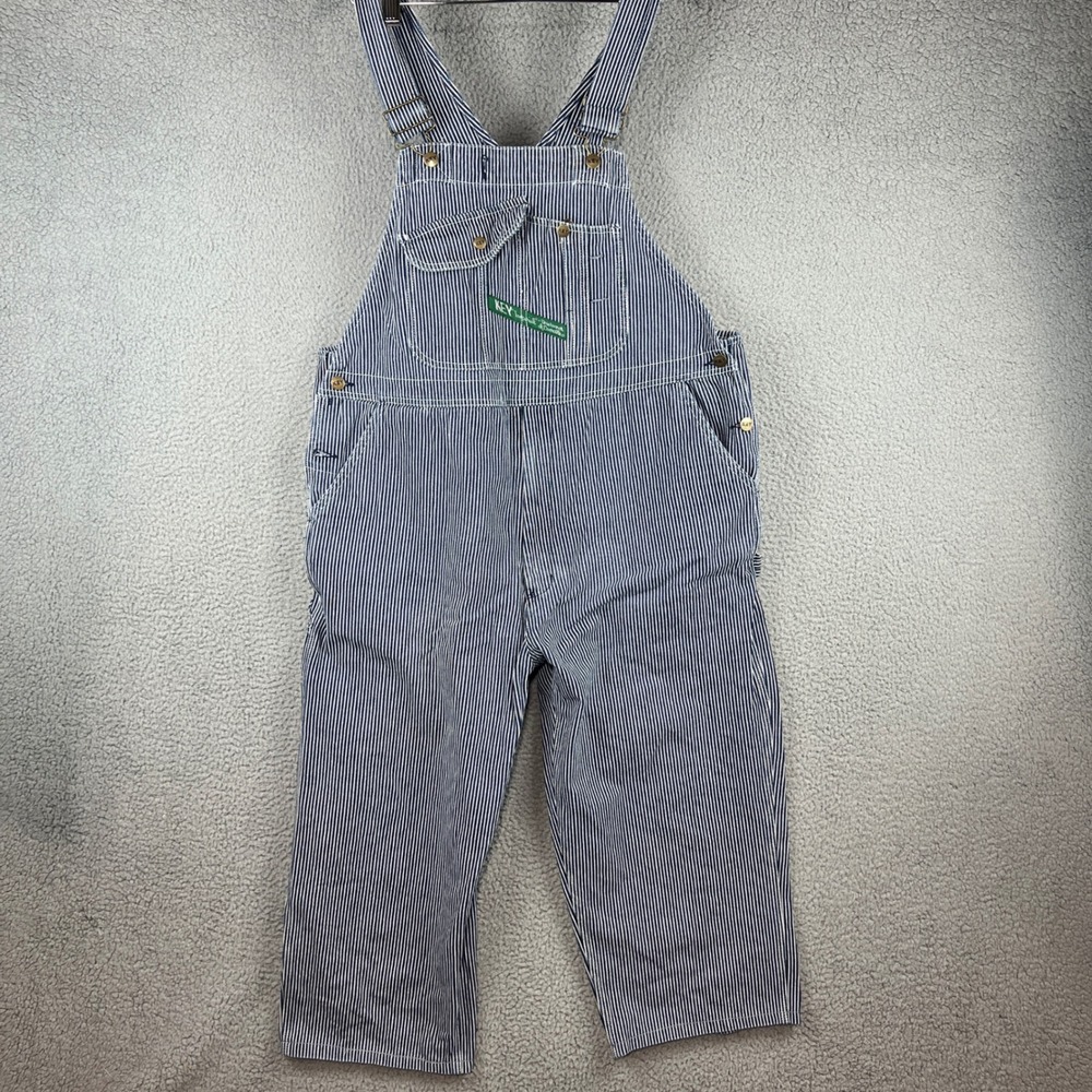 Key Hickory railroad Stripe Overalls Mens 42x28 (M: 42x23) Blue White Aristocrat